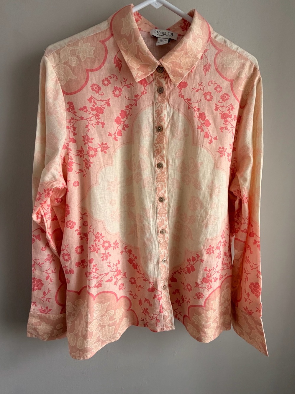 Rachel Zoe Peach and Cream Floral Button-Down Shirt